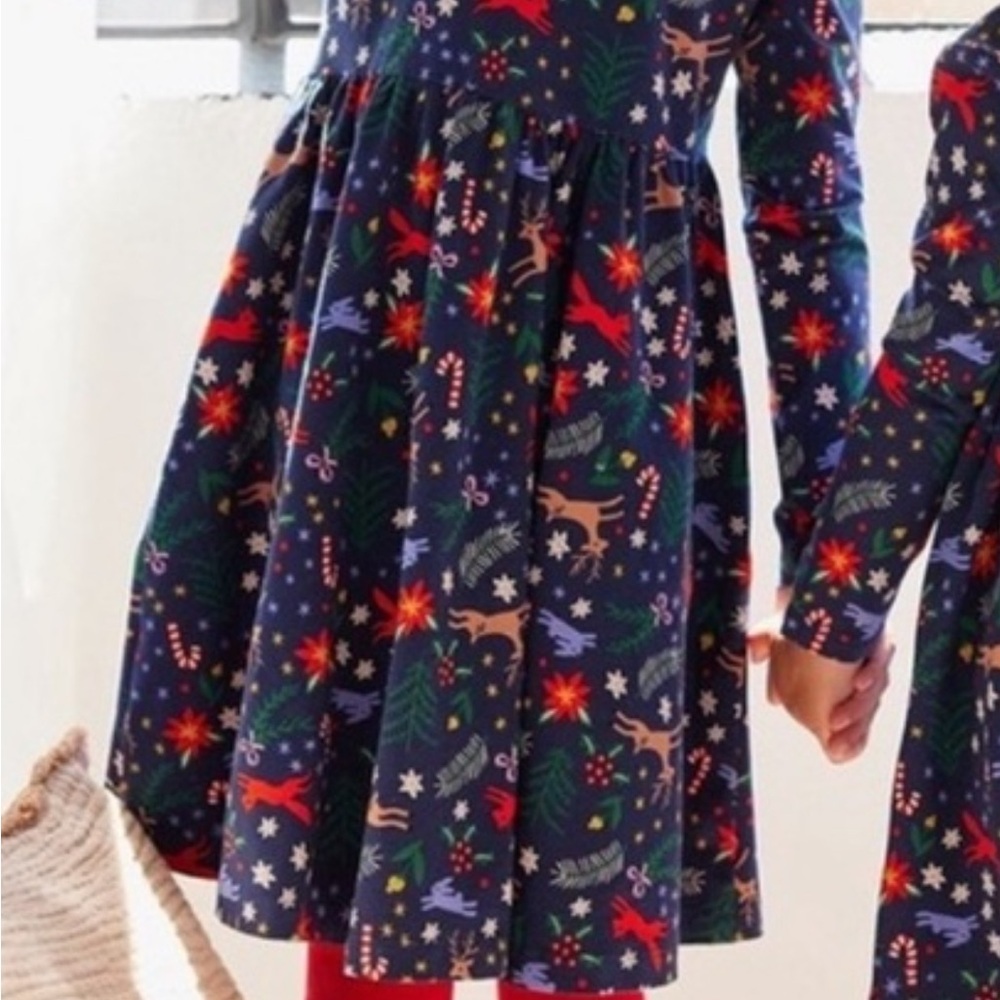 Hanna Andersson Navy Dress with Christmas Accents